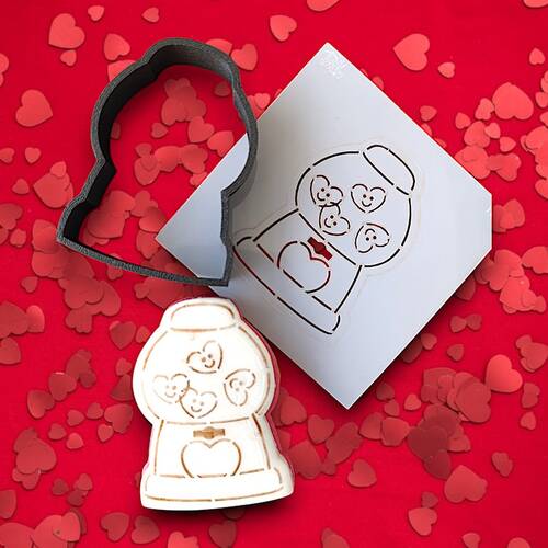 3D-Plastic Cutter + Stencil Set PYO Cookies Gum Ball Machine; 7 cm - 2