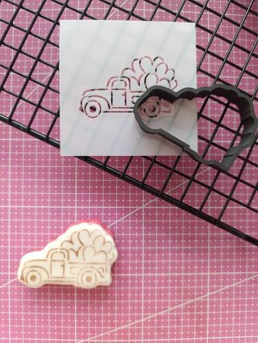 3D-Plastic Cutter + Stencil Set PYO Cookies Love Truck; 7 cm - 3