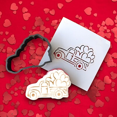 3D-Plastic Cutter + Stencil Set PYO Cookies Love Truck; 7 cm (1)