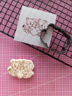 3D-Plastic Cutter + Stencil Set PYO Cookies Lover Cats;7 cm - 3