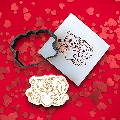 3D-Plastic Cutter + Stencil Set PYO Cookies Lover Cats;7 cm - 2