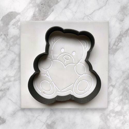 3D-Plastic Cutter + Stencil Set PYO Cookies Lover Teddy-3; 7 cm - 1
