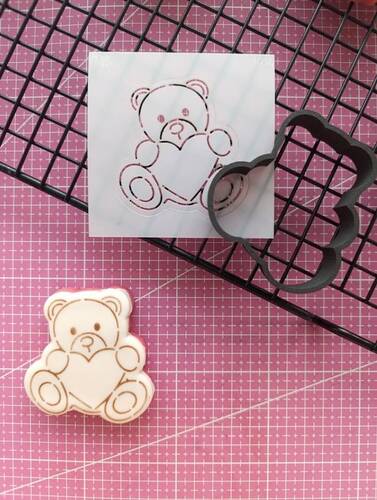 3D-Plastic Cutter + Stencil Set PYO Cookies Lover Teddy-3; 7 cm - 3
