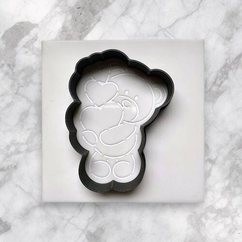 3D-Plastic Cutter + Stencil Set PYO Cookies Lover Teddy-2; 7 cm - 1