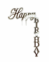 Acrylic cake topper HAPPY BIRTHDAY-L Gold; 14*23 cm
