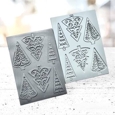 Kauçuk doku PINE TREES- Emboss / Deboss; 10*7 cm - 1
