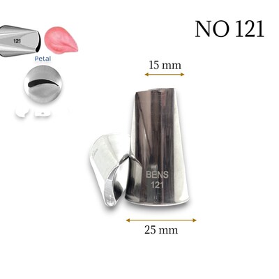 Krema sıkma duy ucu no:121 kavisli petal (15 mm ağız çapı)