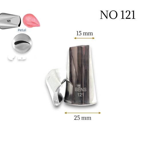 Krema sıkma duy ucu no:121 kavisli petal (15 mm ağız çapı) - 1