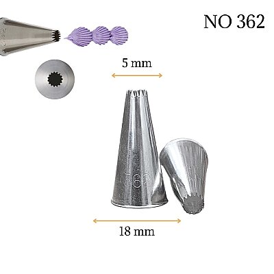 Krema sıkma duy ucu no:362 açık yıldız (5 mm ağız çapı)