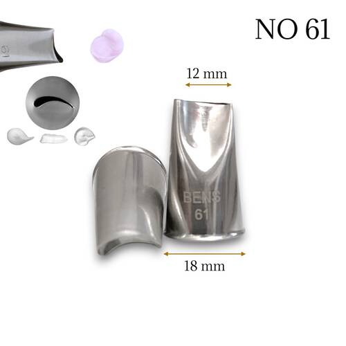 Krema sıkma duy ucu no:61 kavisli petal (12 mm ağız çapı) - 1