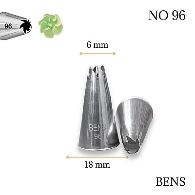 Krema sıkma duy ucu no:96 açık yıldız (6 mm ağız çapı)