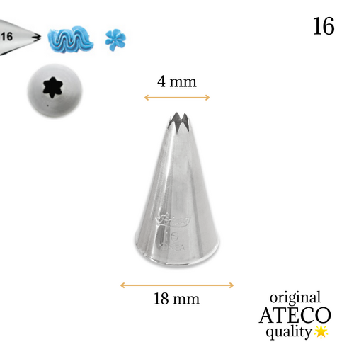 Krema sıkma duy ucu no: 16 açık yıldız (4 mm ağız çapı) - 1