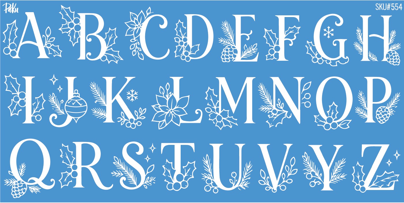 Mesh Stencil Ceramic Cup Col. Christmas Alphabet (22*11 cm) - 1