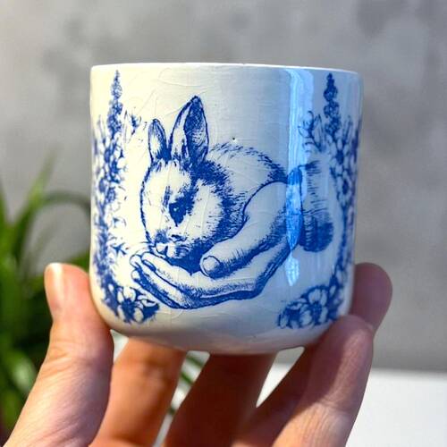 Mesh Stencil Ceramic Cup Col. Easter Collage - 3