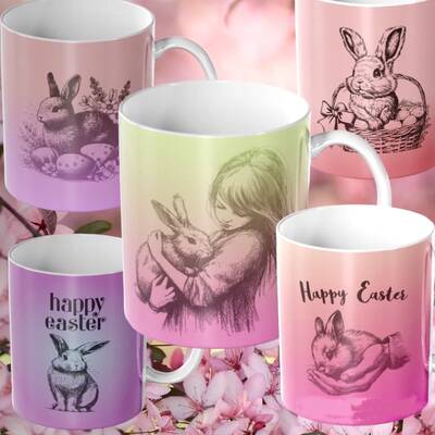 Mesh Stencil Ceramic Cup Col. Easter Collage - 10