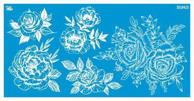Mesh Stencil Ceramic Cup Col. Peony & Roses - 1