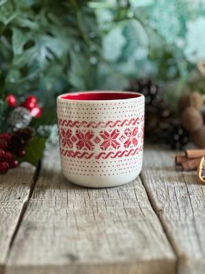 Mesh Stencil Ceramic Cup Col. Snowflakes Knit; 30*10 cm - 2