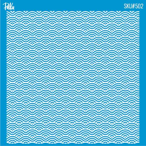 Mesh Stencil Cookie Clay Collection; Waves (11x11 cm) - 1