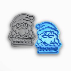 Plastik embosser baskı SANTA on the CHIMNEY; 7 cm