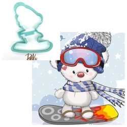 Plastik kalıp Ayıcık on Skateboard; 10,3*8 cm - 3