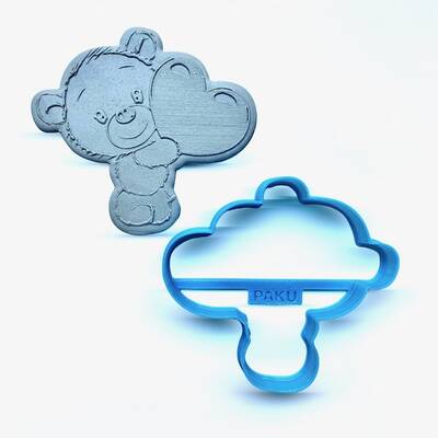 Plastik kalıp Kalp Yastıklı Ayıcık; 8,8*8,1 cm - 1