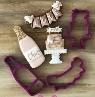 Plastik kalıp Pasta Standı w/banner; 10*6,3 cm - 3