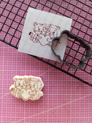 Plastik kalıp Stencil seti PYO Lover Cats; 7 cm - 3