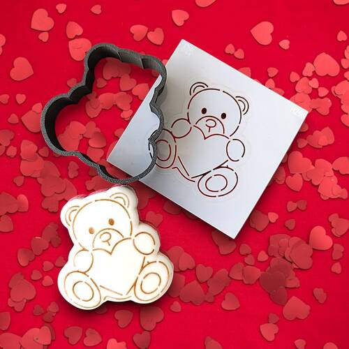 Plastik kalıp Stencil seti PYO Lover Teddy-3; 7 cm - 2