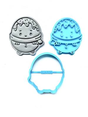Plastik kesici + embosser baskı seti CHUBBY KURABİYE ADAM; 7 cm - 1