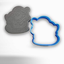 3D-plastic cutter SANTA ON SLEIGH; 7 cm