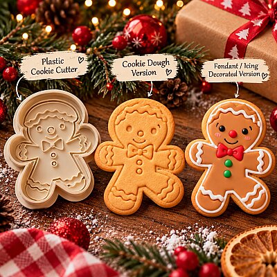 Plastik kesici kalıp ve baskı seti GINGERBREAD BOY