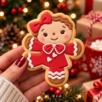 Plastik kesici kalıp ve baskı seti GINGERBREAD GIRL (1)