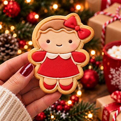 Plastik kesici kalıp ve baskı seti GINGERBREAD WOMAN (1)