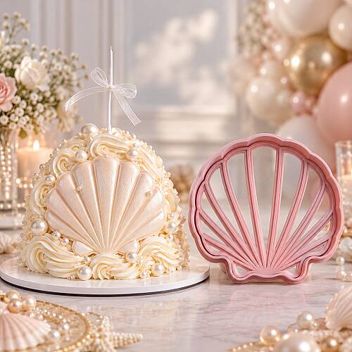 Plastik kesici kalıp ve baskı seti OYSTER CAKE - 1