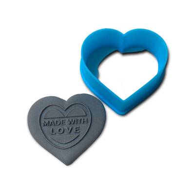 Plastik mini kalıp Flat Heart; 3,4*3,7 cm - 2