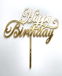 Acrylic cake topper HAPPY BIRTHDAY-1 Gold;15*16 cm