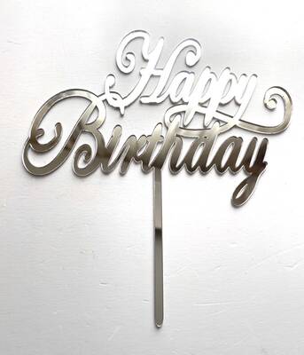 Pleksi pasta süsü HAPPY BIRTHDAY-1 Gümüş;15*16 cm - 1