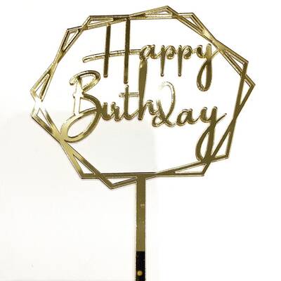Pleksi pasta süsü HAPPY BIRTHDAY-2 Gold;13*17 cm - 1