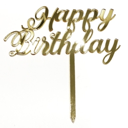 Acrylic cake topper HAPPY BIRTHDAY-3 Gold;14*16 cm