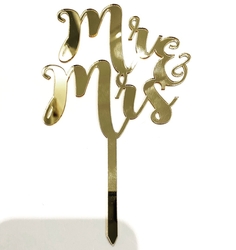 Acrylic cake topper MR&MRS-1 Gold;13*18 cm