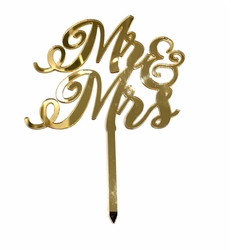 Acrylic cake topper MR&MRS-2 Gold;15*16 cm