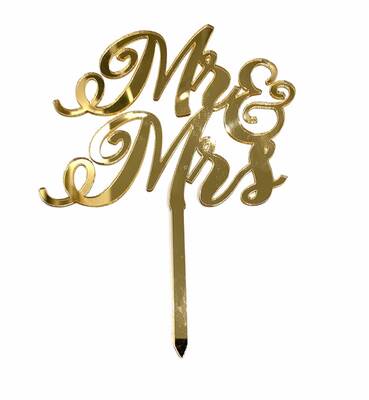 Acrylic cake topper MR&MRS-2 Gold;15*16 cm - 1