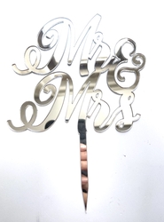 Acrylic cake topper MR&MRS-2 Silver;15*16 cm