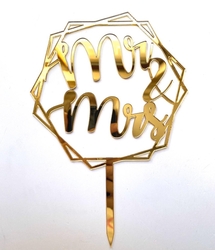 Acrylic cake topper MR&MRS-3 Gold;13*18 cm