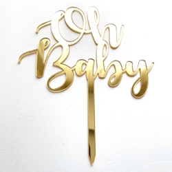 Acrylic cake topper OH BABY Gold;13*16 cm