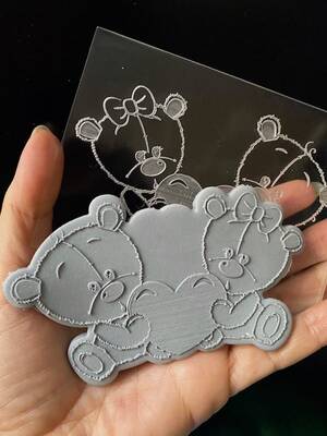 Pop-it stamp kaşe Aşık Ayıcıklar; 11,0*8,0 cm - 1