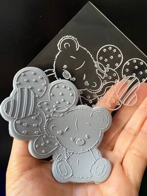 Pop-it stamp kaşe Balonlu Ayıcık; 9,0*9,0 cm - 1