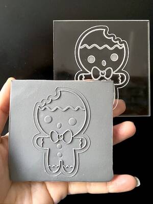 Pop-it acrylic stamp BITTEN GINGERBREAD; 8,0*8,0 cm - 1