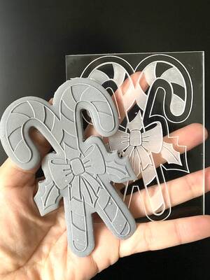 Pop-it stamp kaşe Candy Cane w/Bow; 10,0*8,0 cm - 1