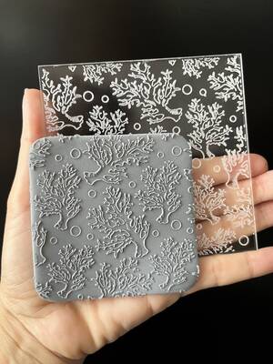 Pop-it stamp kaşe CORAL BACKGROUND-2; 10,0*10,0 cm - 1
